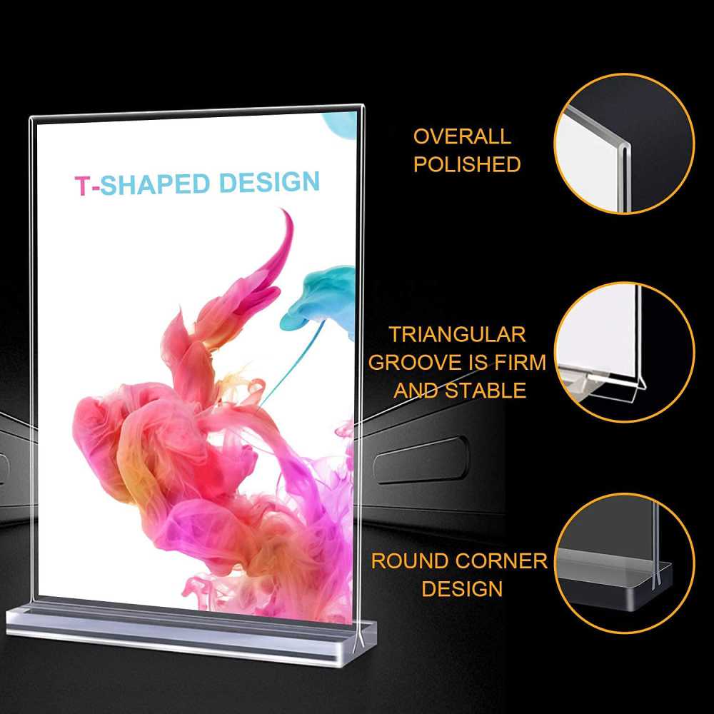 T Shape Acrylic Sign Holder Double Side - Image 3