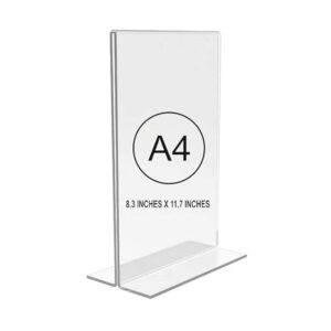 Acrylic Sign Holder T Shape, Size-A4 (8.3"x11.7")