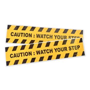 Caution Watch Your Step Decal - Weather Resistant Anti Skid 24inx6in