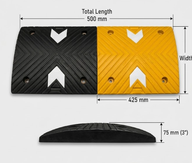 3" Rubber Speed Breaker – Heavy-Duty Traffic Calming Solution for Roads & Parking Areas - Image 2